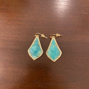 Kendra Scott Drop Earrings - green/blue stone